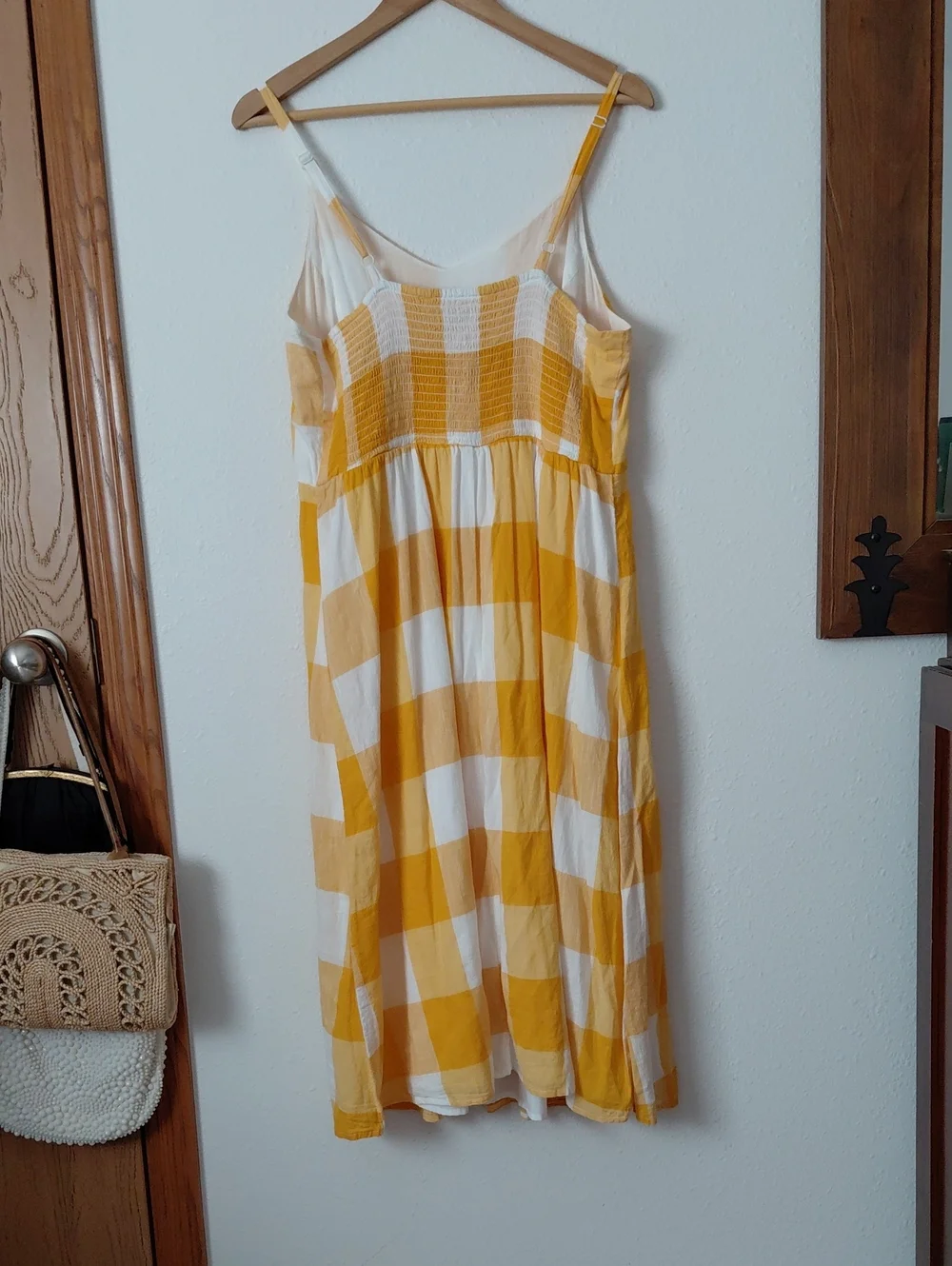 Old Navy Yellow and White Gingham Midi Cami Sundress  Size Large - Picture 5 of 8